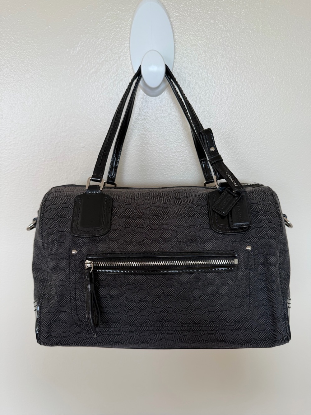 COACH Poppy Black Mini Bag Oxford Convertible Crossbody Tote Satchel Canvas